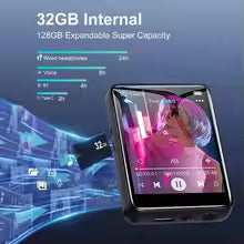 UP To 128GB Mini MP3 Player Bluetooth 5.4 HiFi MP3 Walkman 2.4 Inch Touch Screen Video Music Player Built-in Speaker recording