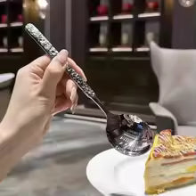 Stainless Steel Soup Spoon Creativity Ice Cracks Long Handle Spoons for Ice Cream Dessert Scoops Tablespoon Kitchen Accessories