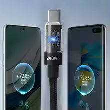 240W Nylon USB Type C Super Fast Charging Cable For Samsung Xiaomi Huawei Honor LED Digital Display USB C Charger Data Cord